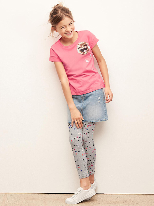 Áo thun màu hồng tay ngắn cho bé gái