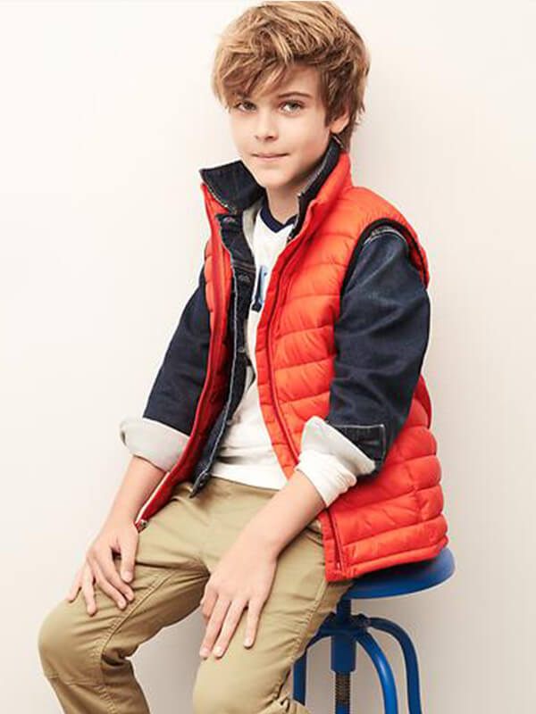 Áo khoác nỉ cho bé trai phối đỏ cam